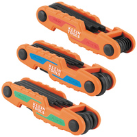 Klein Compact Folding Hex Key Set 25-Key SAE Metric TORX® Sizes 3-Piece