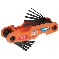 Klein Compact Folding Hex Key Set, 12-Key SAE Metric Sizes