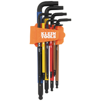 Klein Color-Coded Extra-Long L Style Hex Key Caddy Set SAE 9-Piece