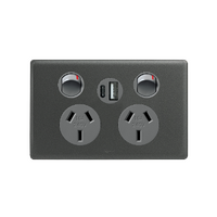 Legrand Excel Life 10A Double GPO With USB A+C Urban Grey